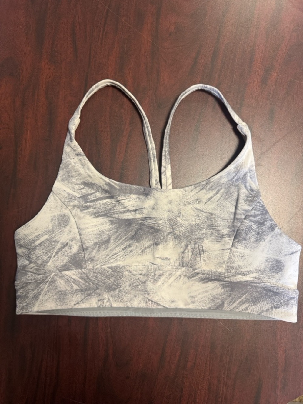 Lululemon Sports Bra Gray White Strappy Back Yoga Workout Athletic Bra